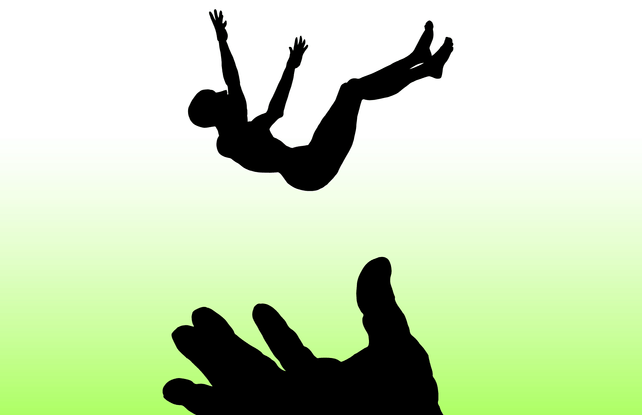 Vangnet-hand-vangt-vallend-persoon